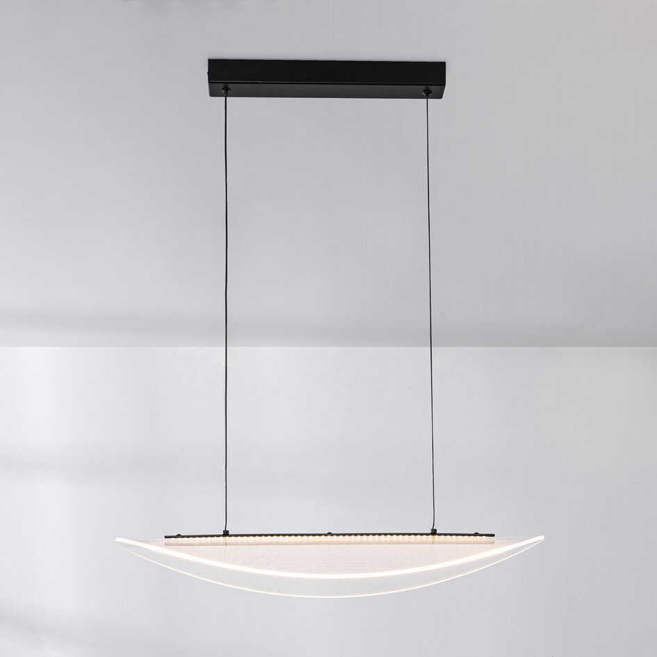 Design hanglamp Flectra met 3-staps dimbare LEDs en rasterpatroon - zwart