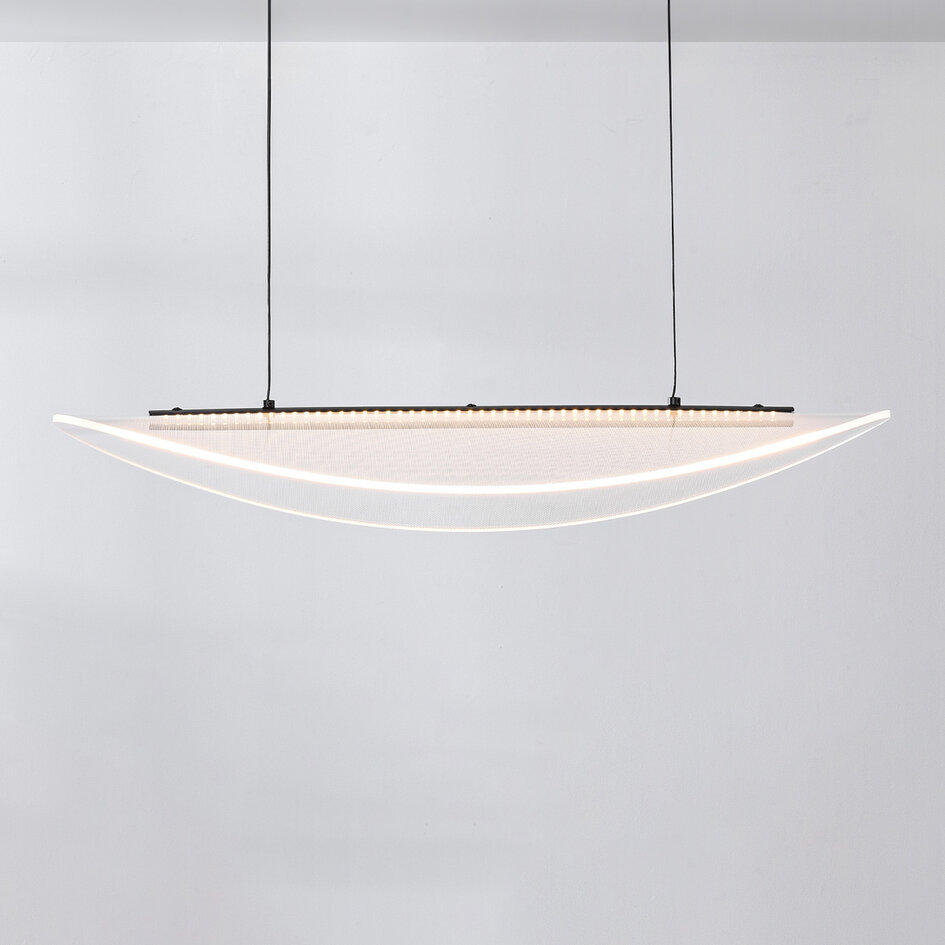 Design hanglamp Flectra met 3-staps dimbare LEDs en rasterpatroon - zwart