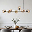 7-lichts design hanglamp Sette - amber glas en goud