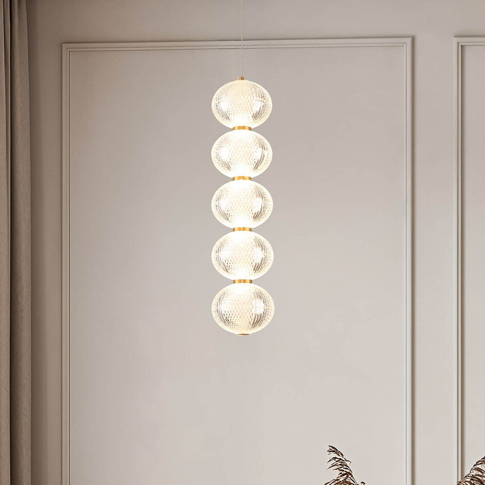 Dimbare hanglamp met gouden details, 5-lichts - Aella