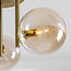 3-lichts plafondlamp Elora messing met cognac glas