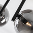 3-lichts zwarte plafondlamp Elora met smoke glas