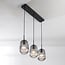 3-lichts hanglamp Melora - geribbeld rookglas
