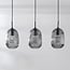 3-lichts hanglamp Melora - geribbeld rookglas