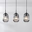 3-lichts hanglamp Melora - geribbeld rookglas