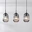 Moderne hanglamp Melora met geribbeld rookglas, 3-lichts