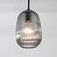 3-lichts hanglamp Melora - geribbeld rookglas