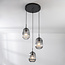 3-lichts hanglamp Isara - geribbeld rookglas