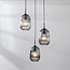 Design hanglamp Isara met geribbeld rookglas, 3-lichts
