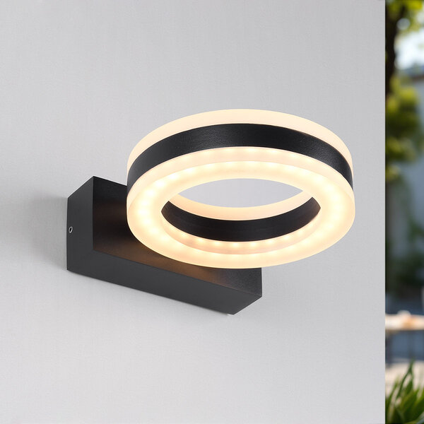 Ronde buitenwandlamp Noor - zwart