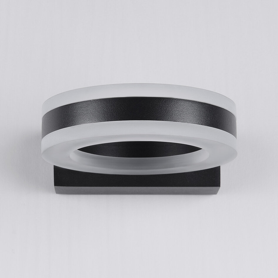 Ronde buitenwandlamp Noor - zwart