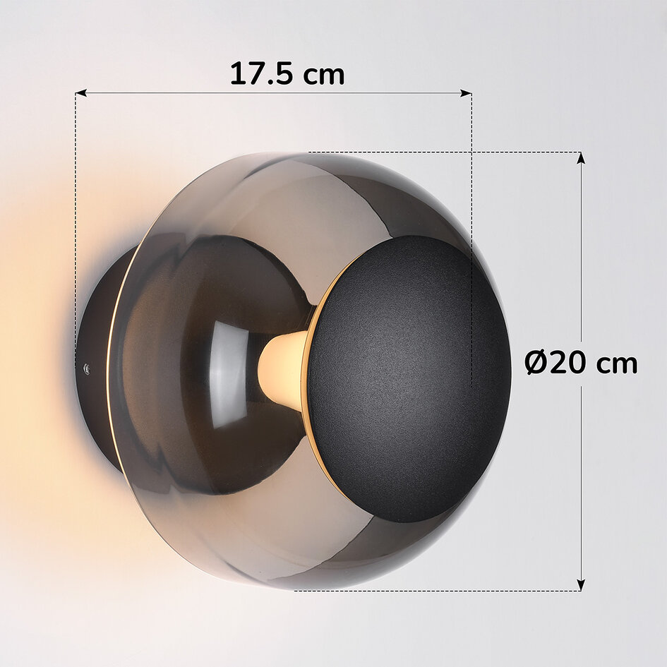 Wandlamp Jody met glazen bol en geïntegreerde LEDs