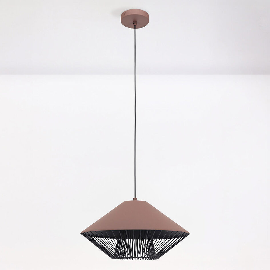 Moderne hanglamp Aiva - half open kap in koffie bruin