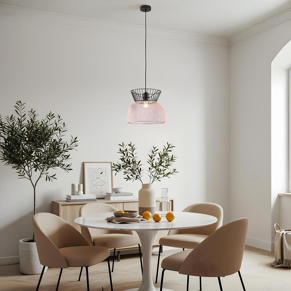 Moderne hanglamp zwart met koper - Netti