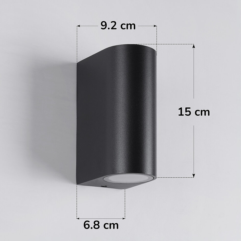 Moderne ronde buitenwandlamp Madame - zwart