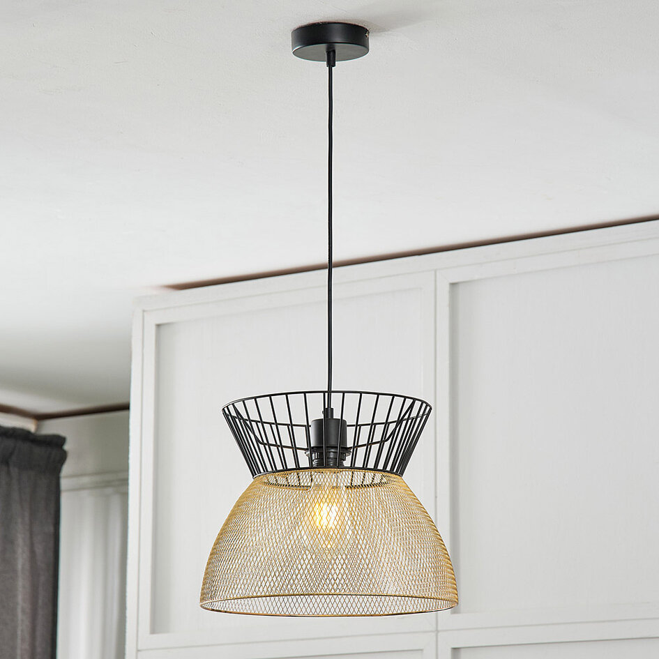 Moderne hanglamp zwart met goud - Netti