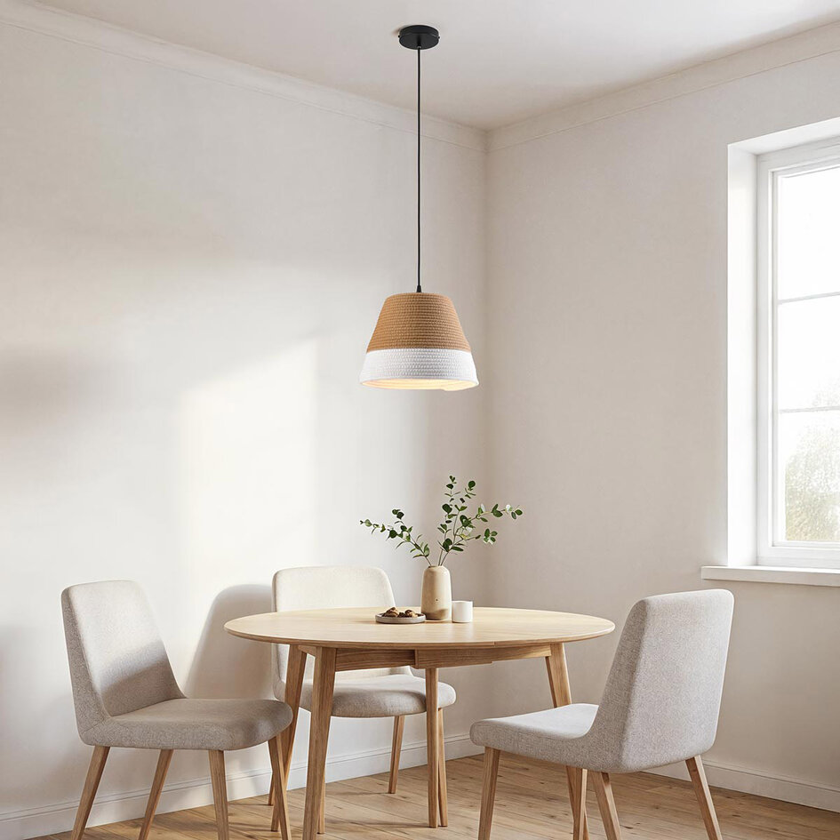 Hanglamp Hikari met katoenen kap - neutraal bruin
