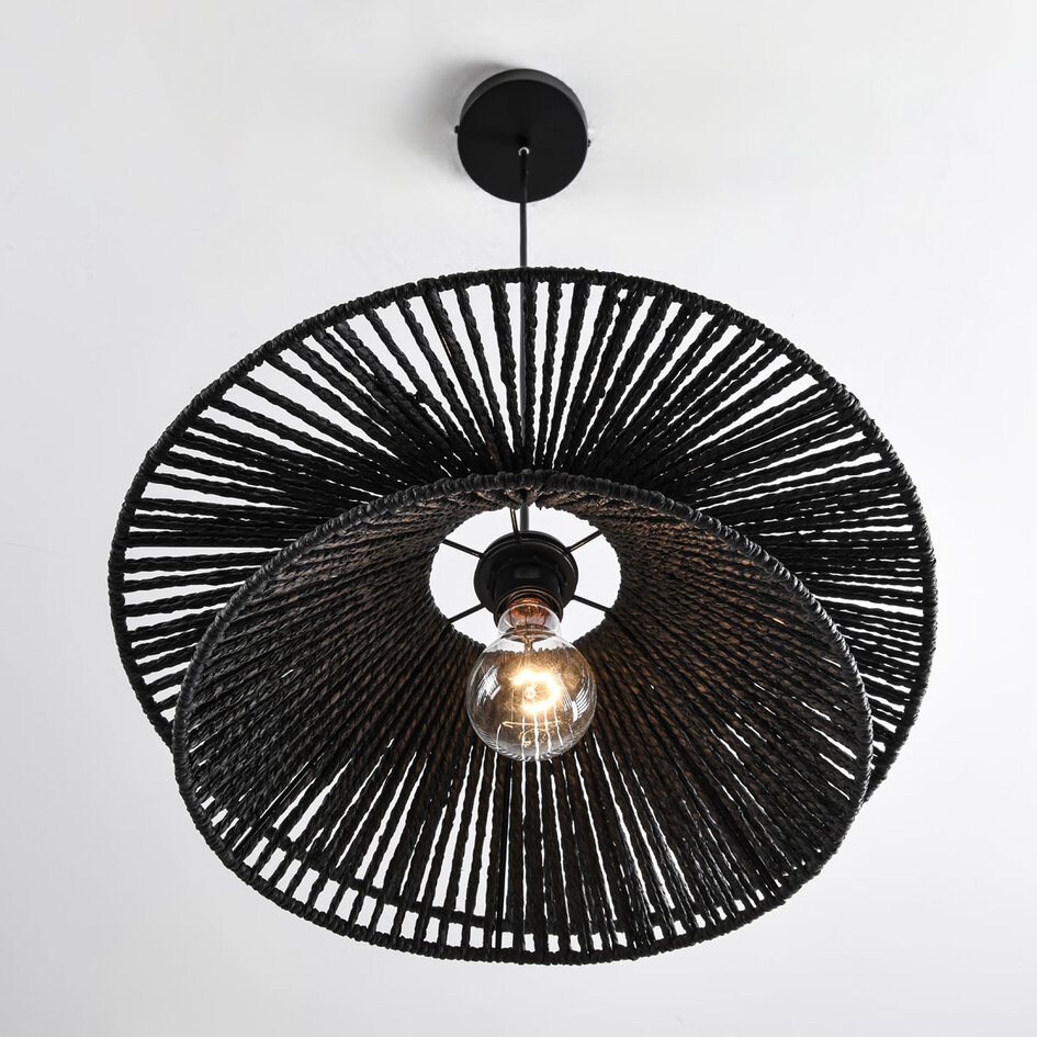 Zwarte hanglamp van touw - Osaka