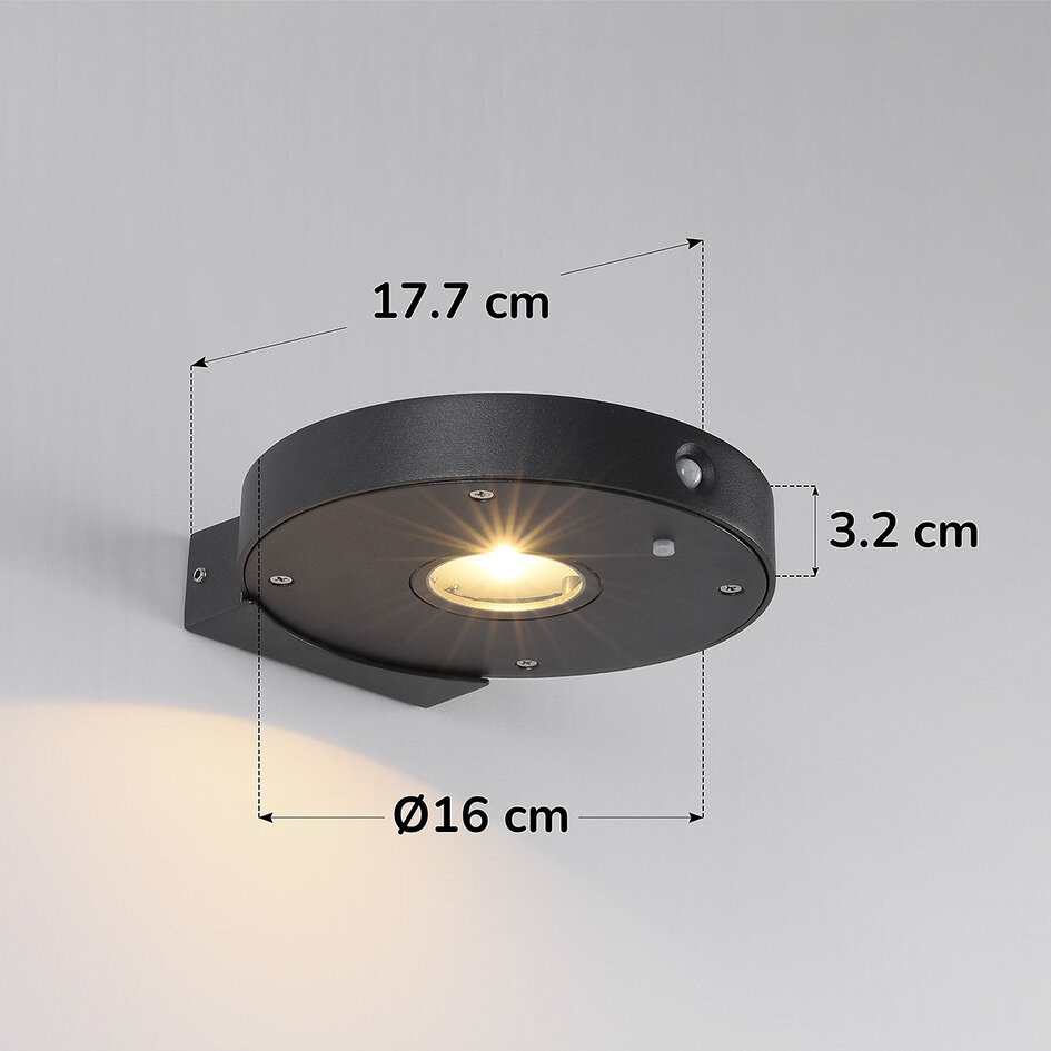 Compacte solar wandlamp met sensor Mea