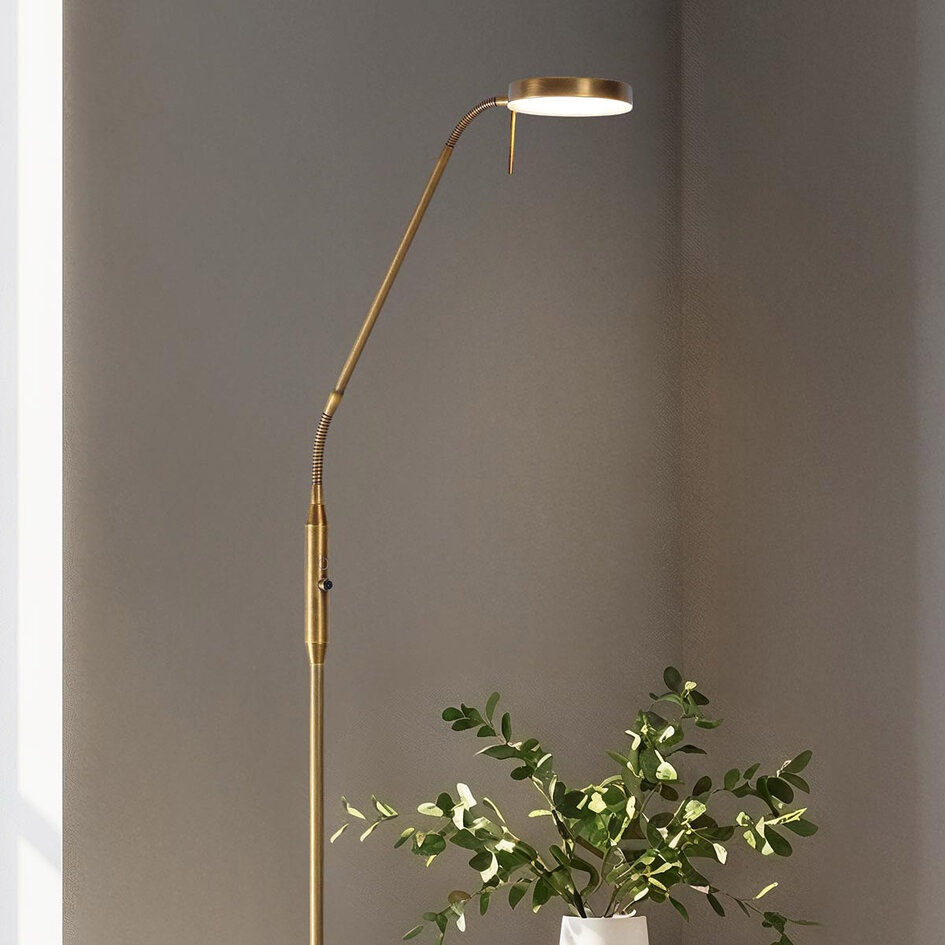 Vloerlamp Lumina brons met geïntegreerde LEDs en aanpasbare kleurtemperatuur