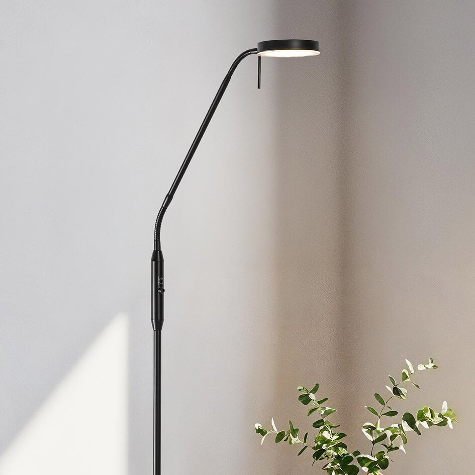 Vloerlamp Lumina zwart met geïntegreerde LEDs en aanpasbare kleurtemperatuur