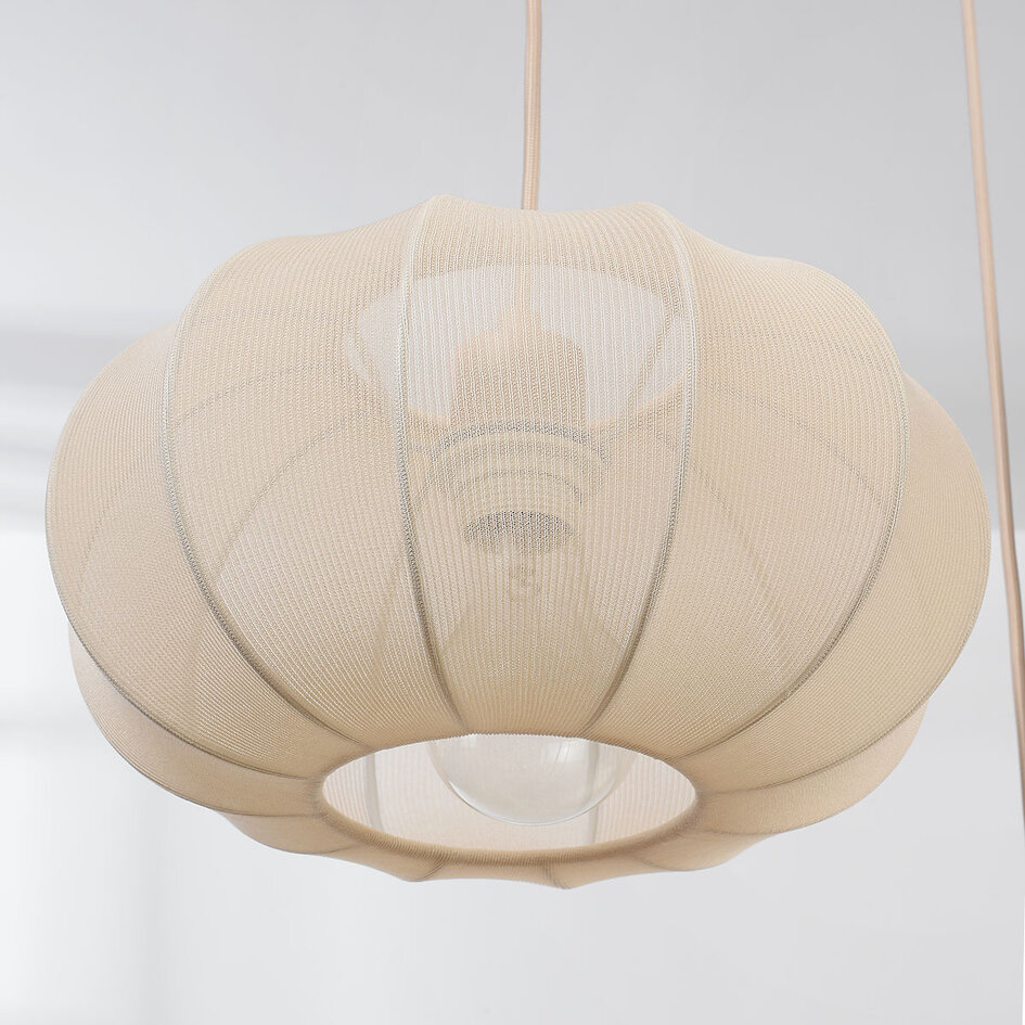 Stoffen hanglamp Canvas met 5 lichtpunten - warm beige met roze ondertoon