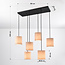 6-lichts hanglamp met beige stoffen lampenkappen - Vouw