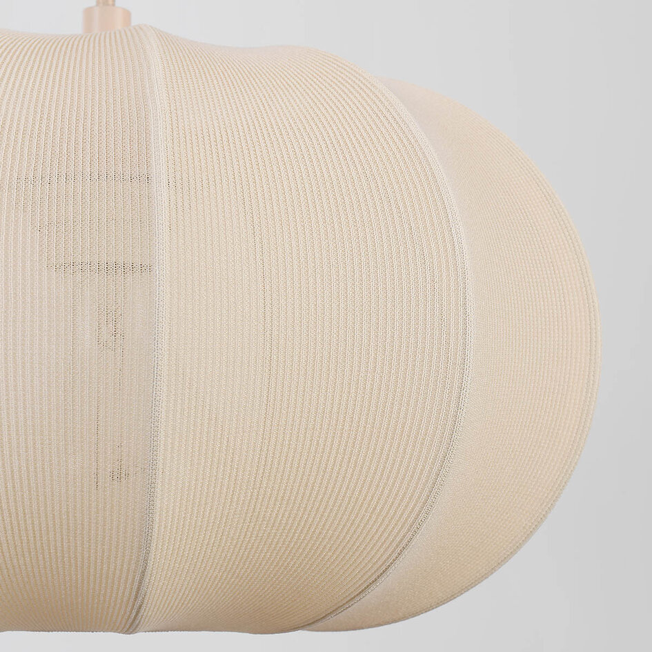 3-lichts Japandi hanglamp Fabrica met stoffen lampionnen - warm beige met roze ondertoon