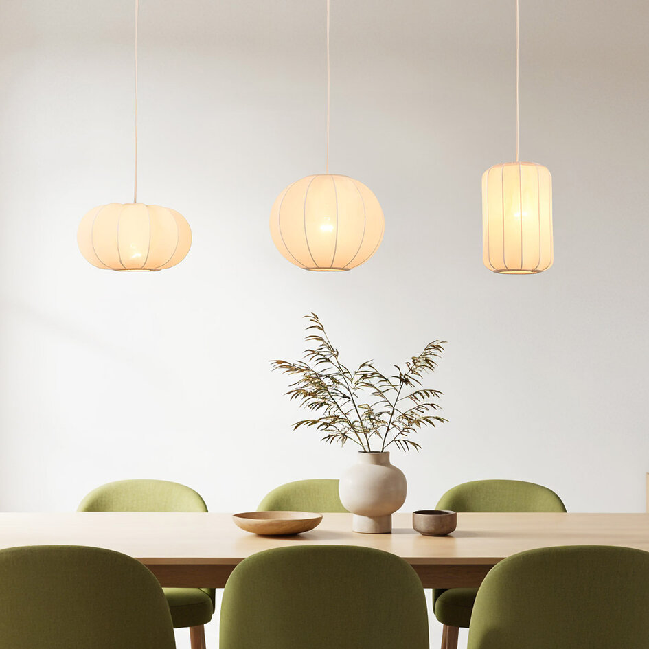 Japandi hanglamp Serica 3-lichts - beige