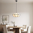 Minimalistische linnen hanglamp Ovala - wit met zwarte accenten