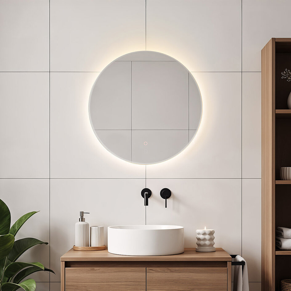 Badkamerspiegel met verlichting Reflecta Ø60 cm – Dimbare verlichting met touch sensor, instelbare kleuren en spiegelverwarming