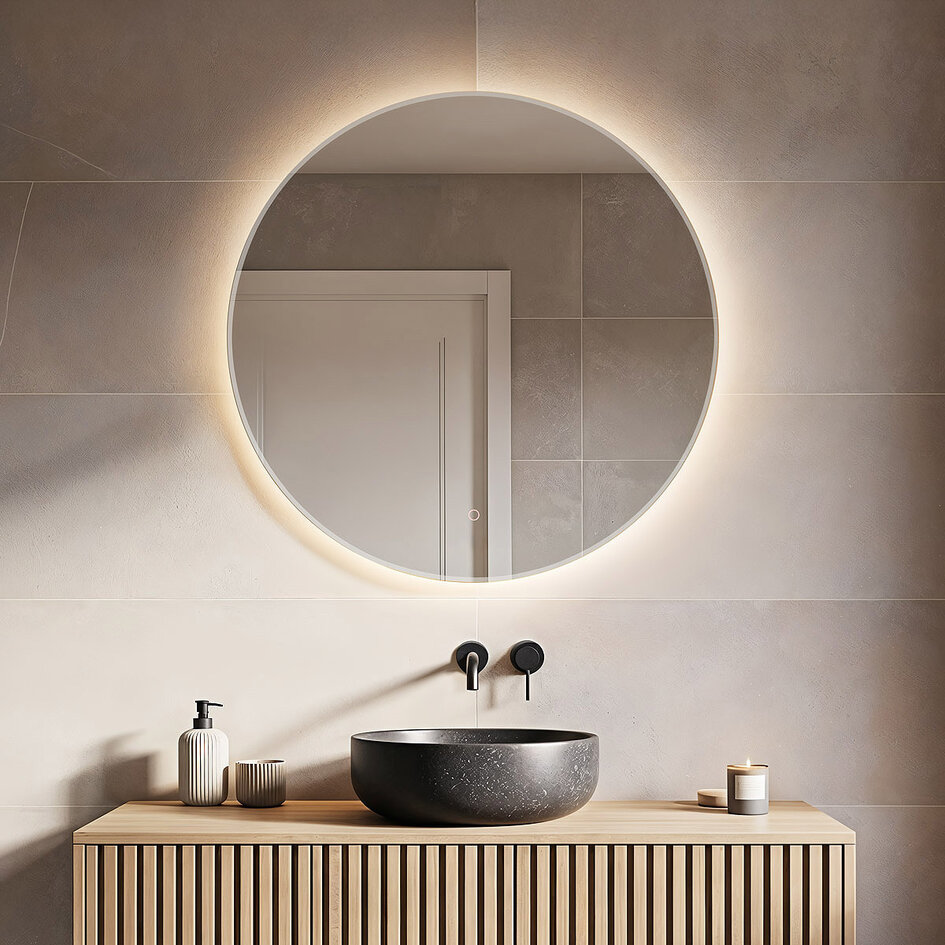 Badkamerspiegel met verlichting Reflecta Ø80 cm – Dimbare verlichting met touch sensor, instelbare kleuren en spiegelverwarming