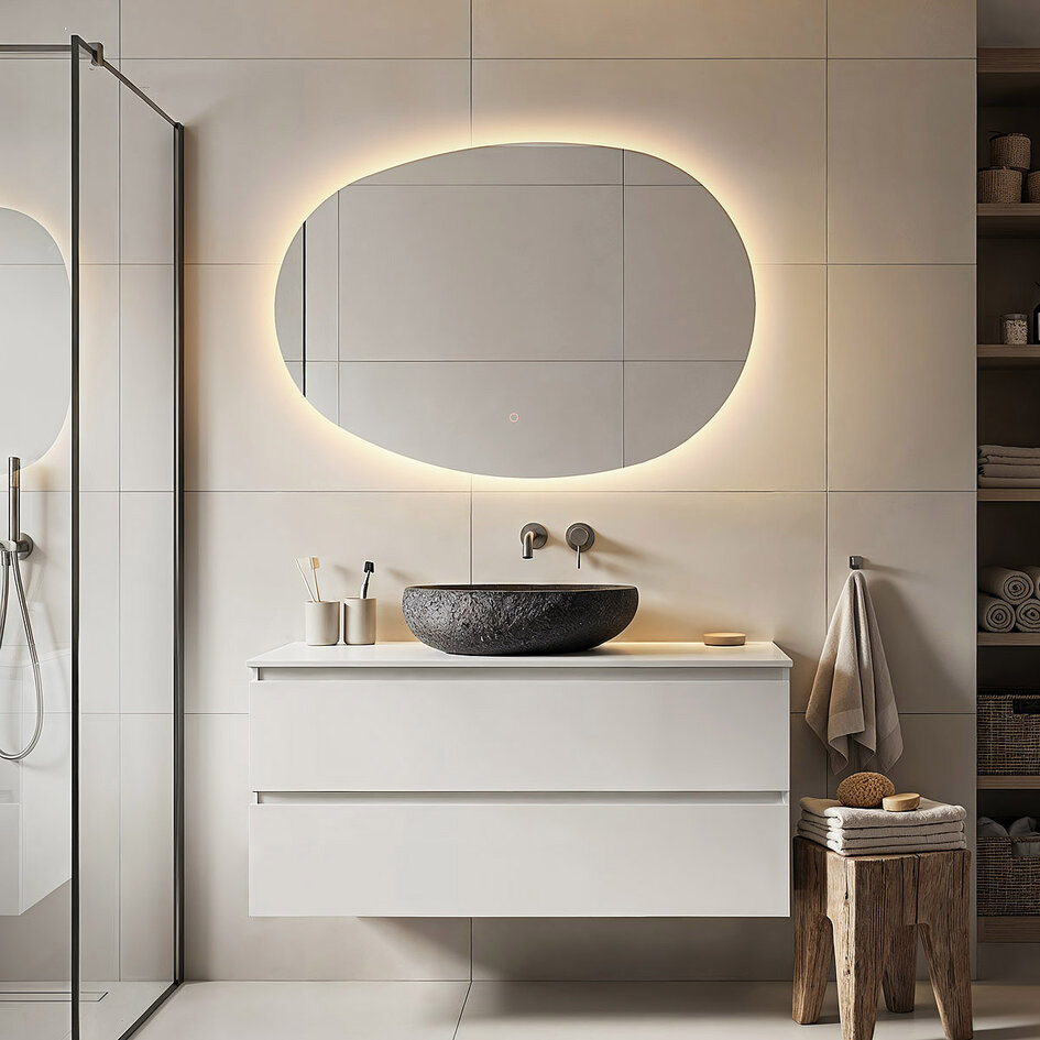 Badkamerspiegel Shina 100 x 70 cm – touch dimbaar, kleurinstelbaar met verwarming