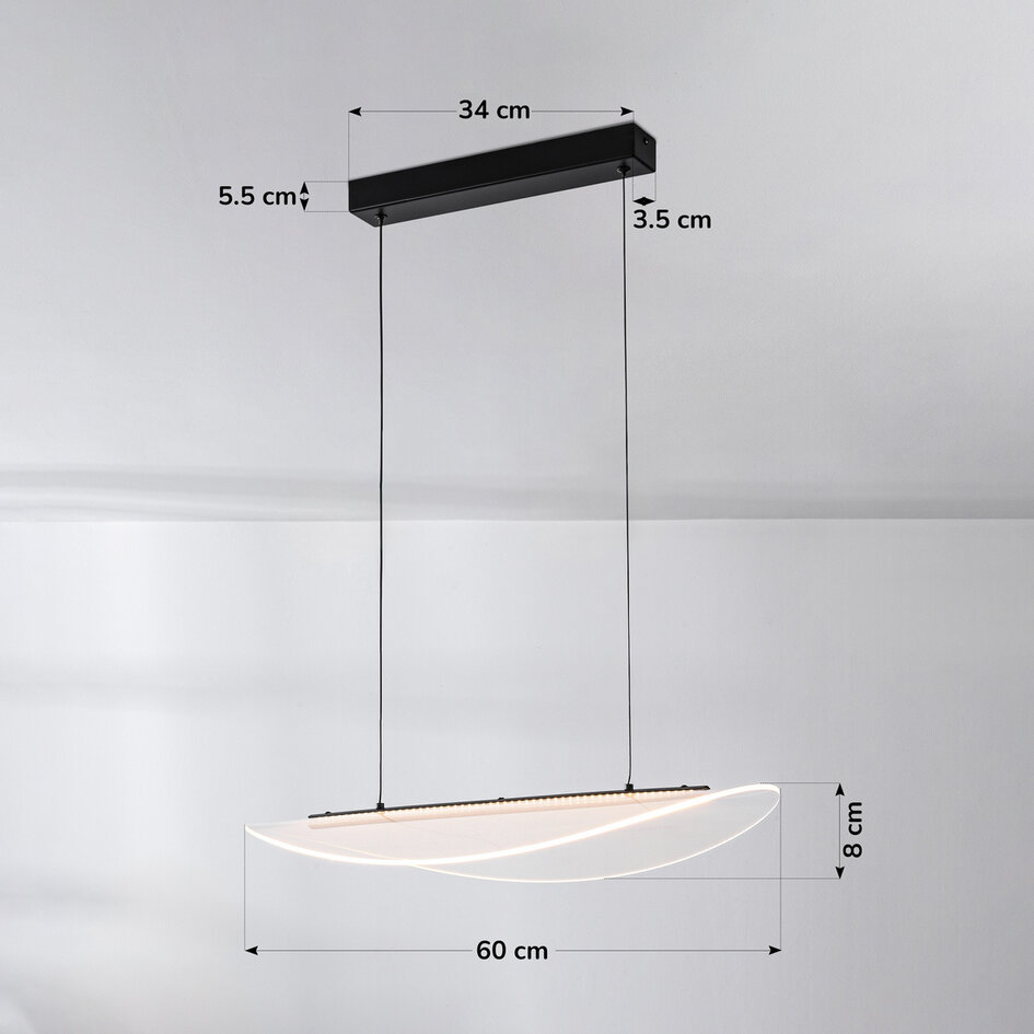 Design hanglamp Flectra met 3-staps dimbare LEDs en rasterpatroon - zwart