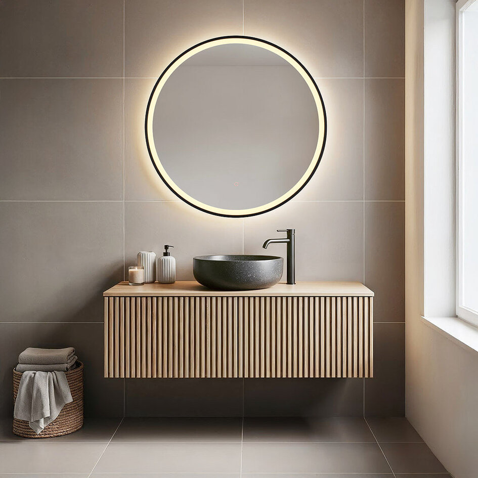 Badkamerspiegel Radi Ø80 cm touch dimbaar, instelbare lichtkleur