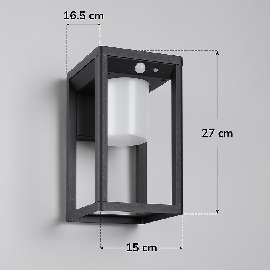 Solar buitenwandlamp met sensor zwart - Lucian