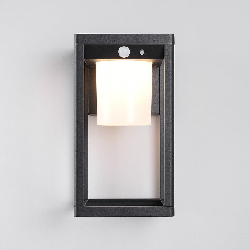 Solar buitenwandlamp met sensor zwart - Lucian