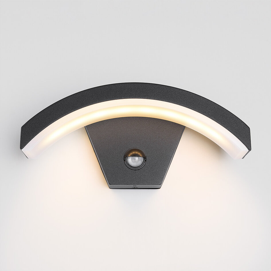 Design buitenwandlamp Vic met sensor - zwart met geïntegreerde LED