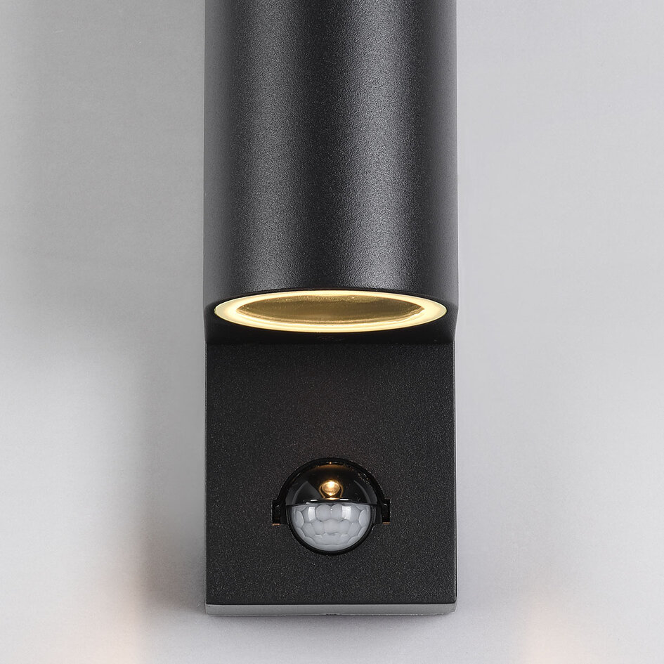 2-lichts buitenwandlamp Curtis met sensor - zwart