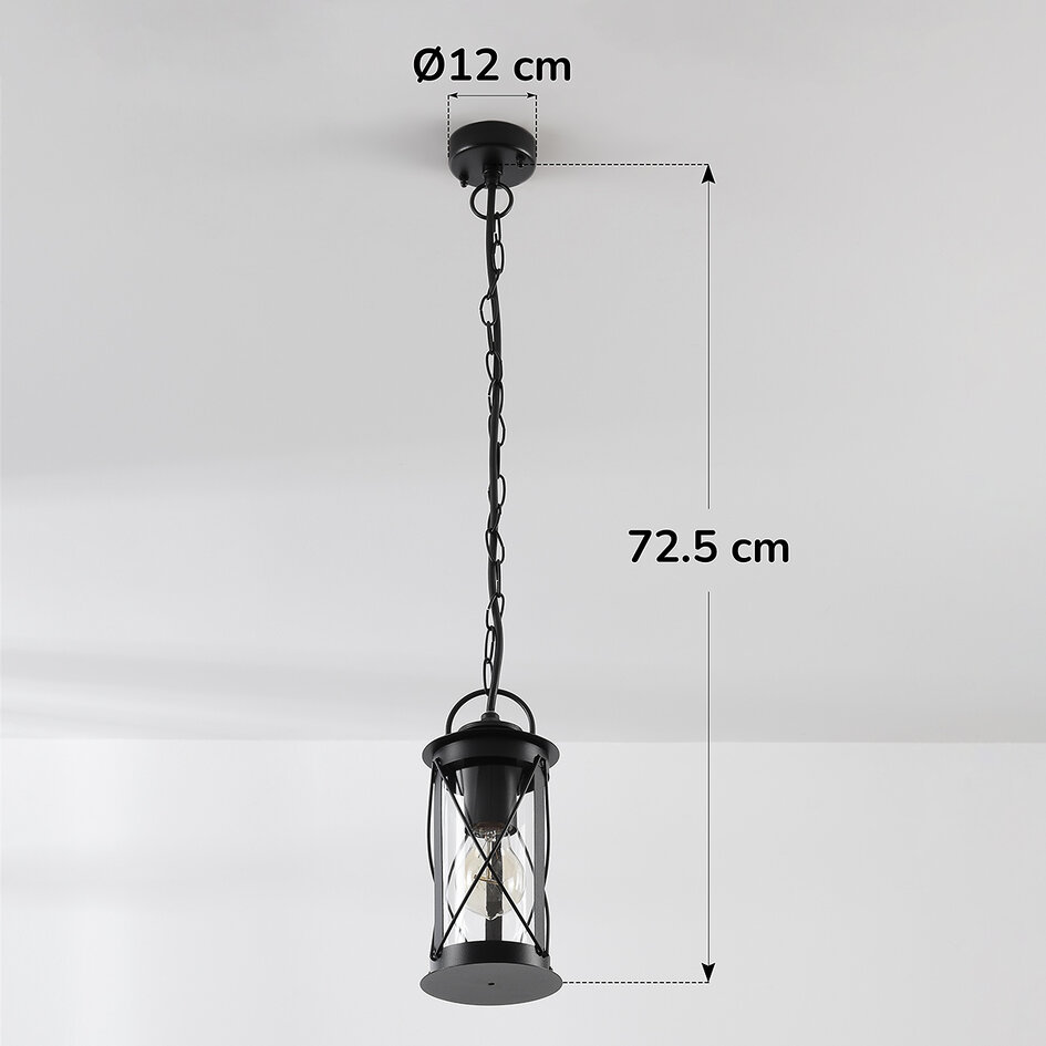 Landelijke buitenhanglamp Jayce - zwart
