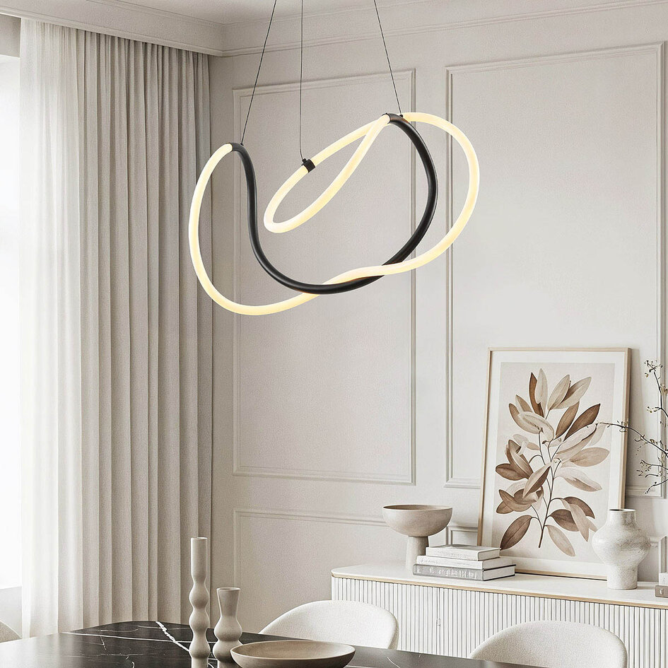 Design hanglamp Lunara met geïntegreerde 3-staps dimbare LEDs - zwart
