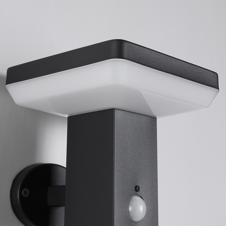 Moderne solar buitenwandlamp zwart met sensor - Aila