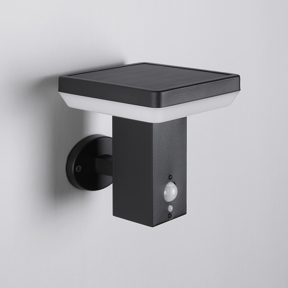 Moderne solar buitenwandlamp zwart met sensor - Aila