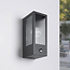 Buitenwandlamp Amiens van glas met geribbeld detail - met bewegingssensor