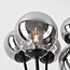 Staande lamp Claire in zwart met smoke glas, 5-lichts
