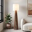 Vloerlamp Papira bruin met witte kap