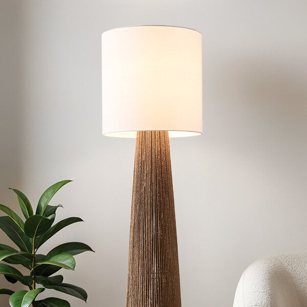 Vloerlamp Papira met stoffen kap