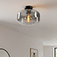 Plafondlamp Dome zwart met smoke glas