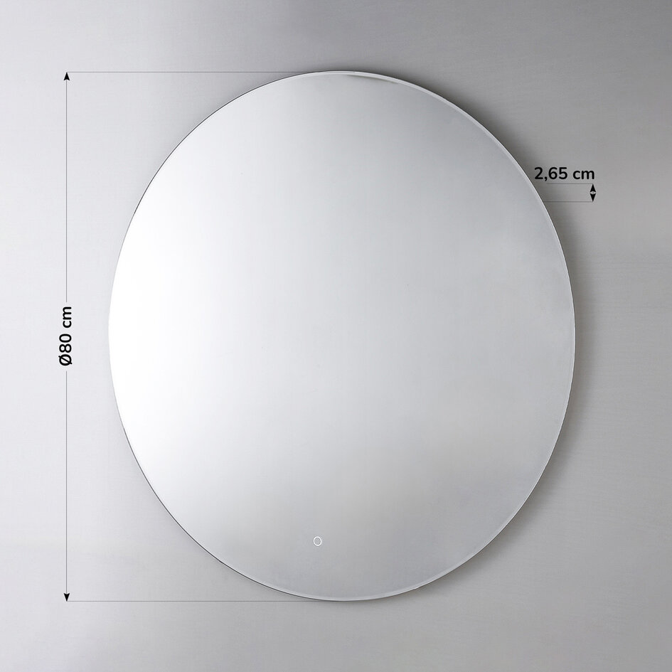 Badkamerspiegel Reflecta Ø80 cm touch dimbaar, instelbare lichtkleur