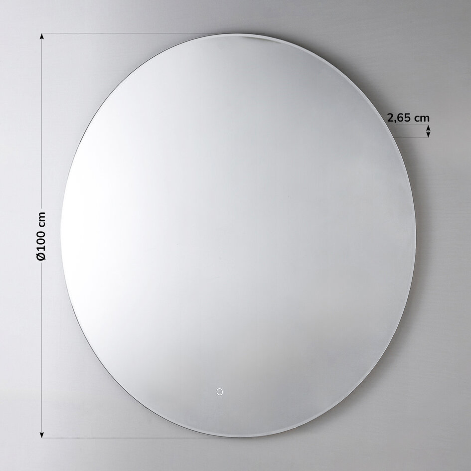 Badkamerspiegel Reflecta Ø100 cm touch dimbaar, instelbare lichtkleur